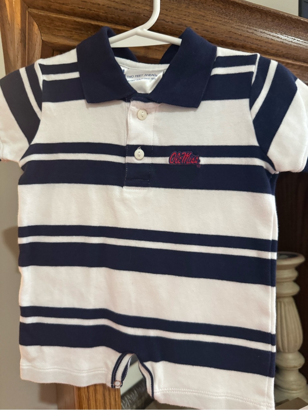 Striped Navy & White Polo Romper by Old Navy